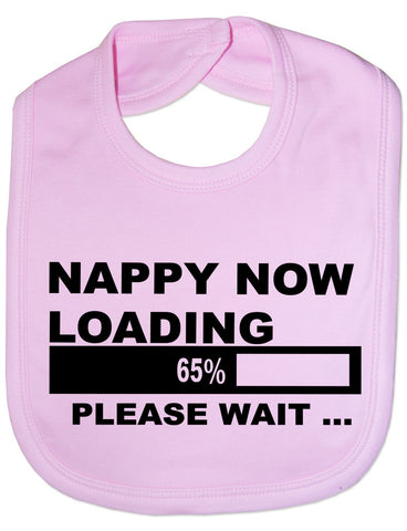 Print4U Nappy Now Loading - Funny Baby/Toddler/Newborn Bib Gift pink