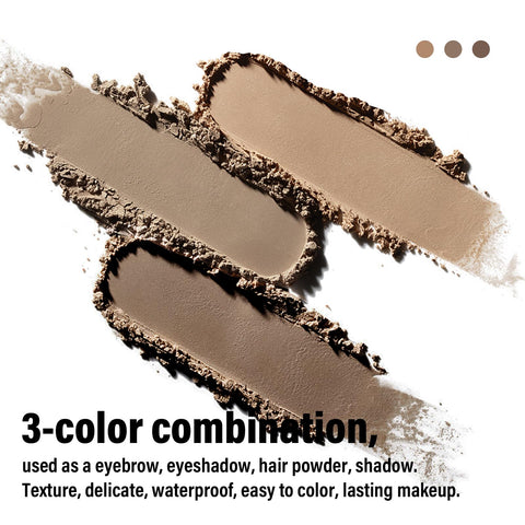 Boobeen 3 Color Eyebrow Powder Palette, Waterproof Long-Lasting Nature Eye Brow Powder, Brow Definer Powder Makeup to Enhance & Filler Brows, Powder Smooth