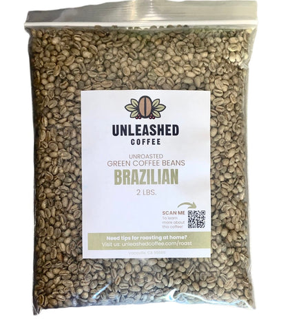Unleashed Coffee | Unroasted Brazilian Coffee | Direct Trade | Unroasted Coffee Beans for Roasting | Non GMO Arabica Coffee | Single Origin, Farm Fresh Gourmet Coffee | 2 LB Bag