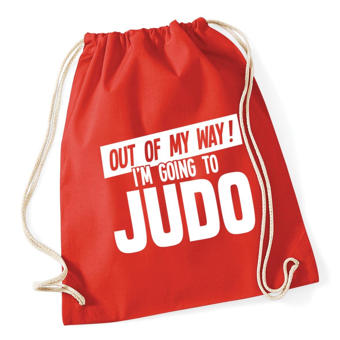 Hippowarehouse Out of My Way I'm Going to Judo Drawstring Cotton School Gym Kid Bag Sack 37cm x 46cm, 12 litres