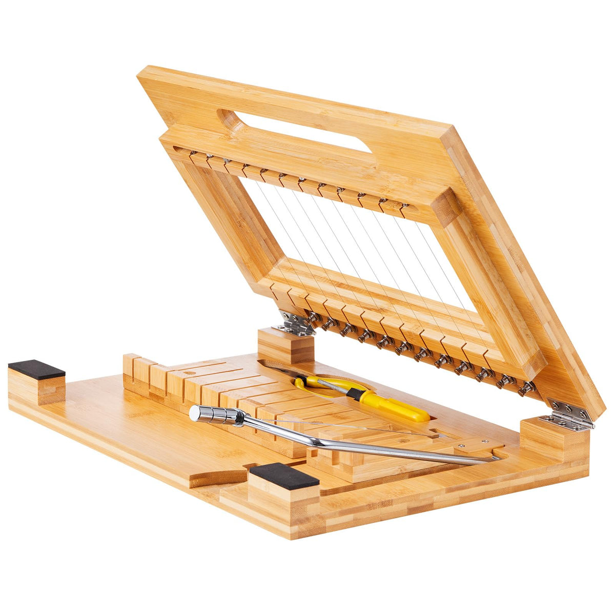 VEVOR Soap Cutter, Cut 1-12 Bars, Precisely and Accurately Cut 1 Inch Bars, Multi Handmade Soap Wire Cutter, Bamboo Soap Slicer with Steel Wire, for Loaf Candles Cheese Butter DIY Making Tool