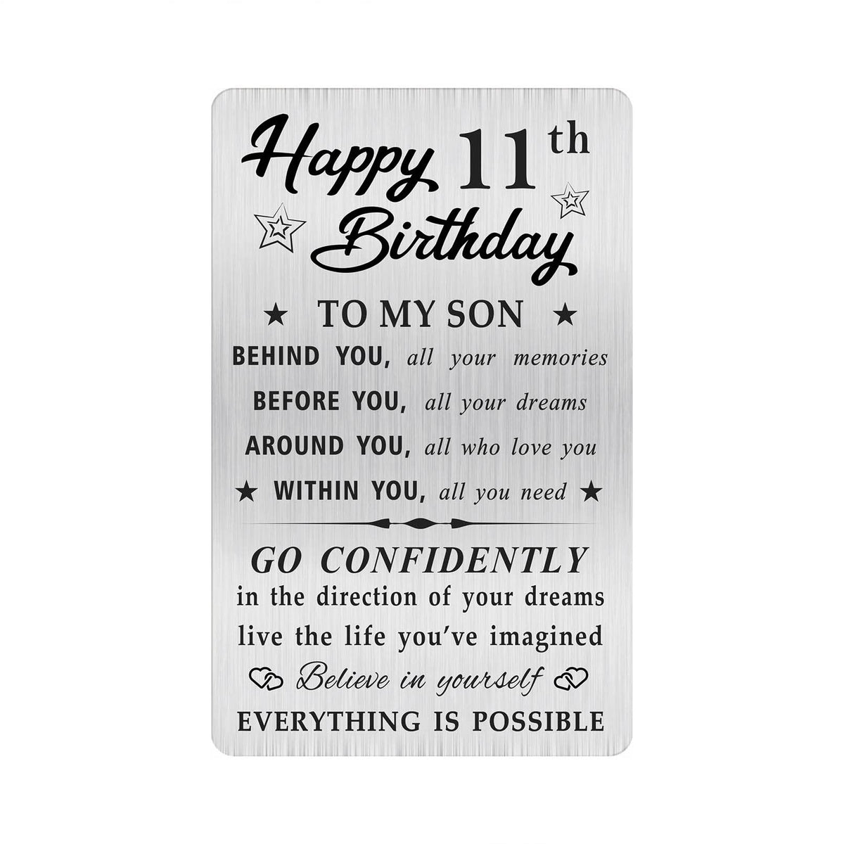 MOQIYXL 11th Birthday Card for Son, 11 Year Old Gifts for Son Engraved Wallet Card