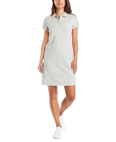 Nautica Women's Easy Classic Short Sleeve Stretch Cotton Polo Dress Casual, Grey Heather, M