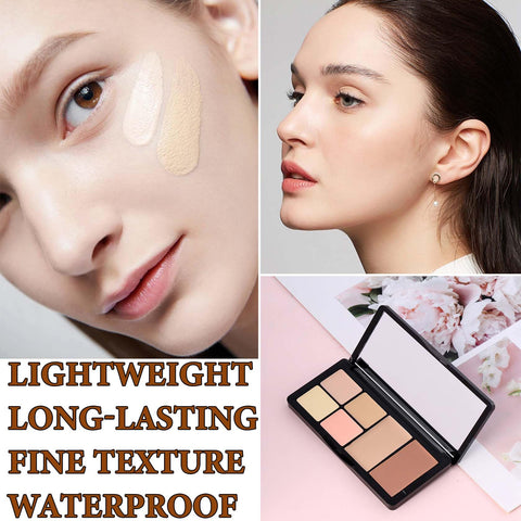6 Colors Correcting Concealer Contour Palette,Concealer Cream Contour Makeup Palette,Contouring Foundation Highlighting Makeup Kit with Brush?02#?