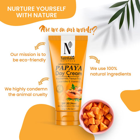 Nutriglow Natural's Papaya Sunscreen SPF 50 (100Gm) & Papaya Day Cream (50Gm) for Radiant Glow