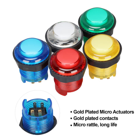 Leapiture Arcade Buttons, 5pcs Arcade Game Push Buttons Professional LED Illuminated 5V 12V Game Buttons Built in Switch for Arcade Machine Games DIY Kit Parts(12V)