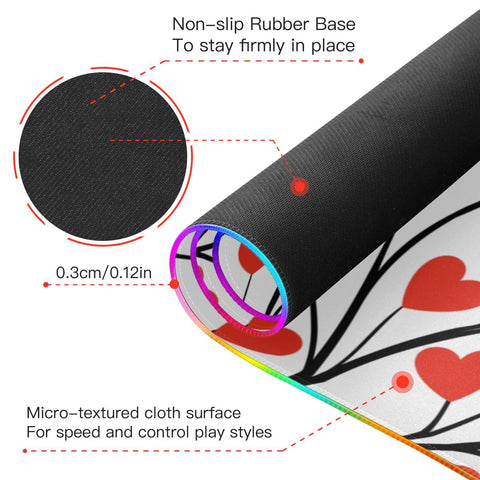 Heart Mothers Day Wireless Charging Mouse Pad for Mobile Phone Extra Large Gaming Mousepad with 13 Lighting Modes Computer Mat for Office Home Gaming MacBook PC Laptop Desk
