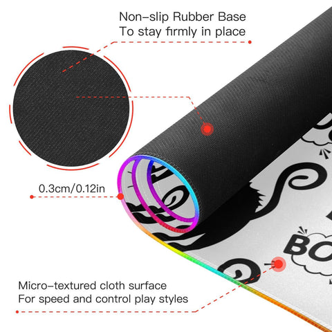 Halloween Black Cats Wireless Charging Mouse Pad for Mobile Phone Extra Large Gaming Mousepad with 13 Lighting Modes Mouse Mat for Office Home Gaming MacBook PC Laptop Desk