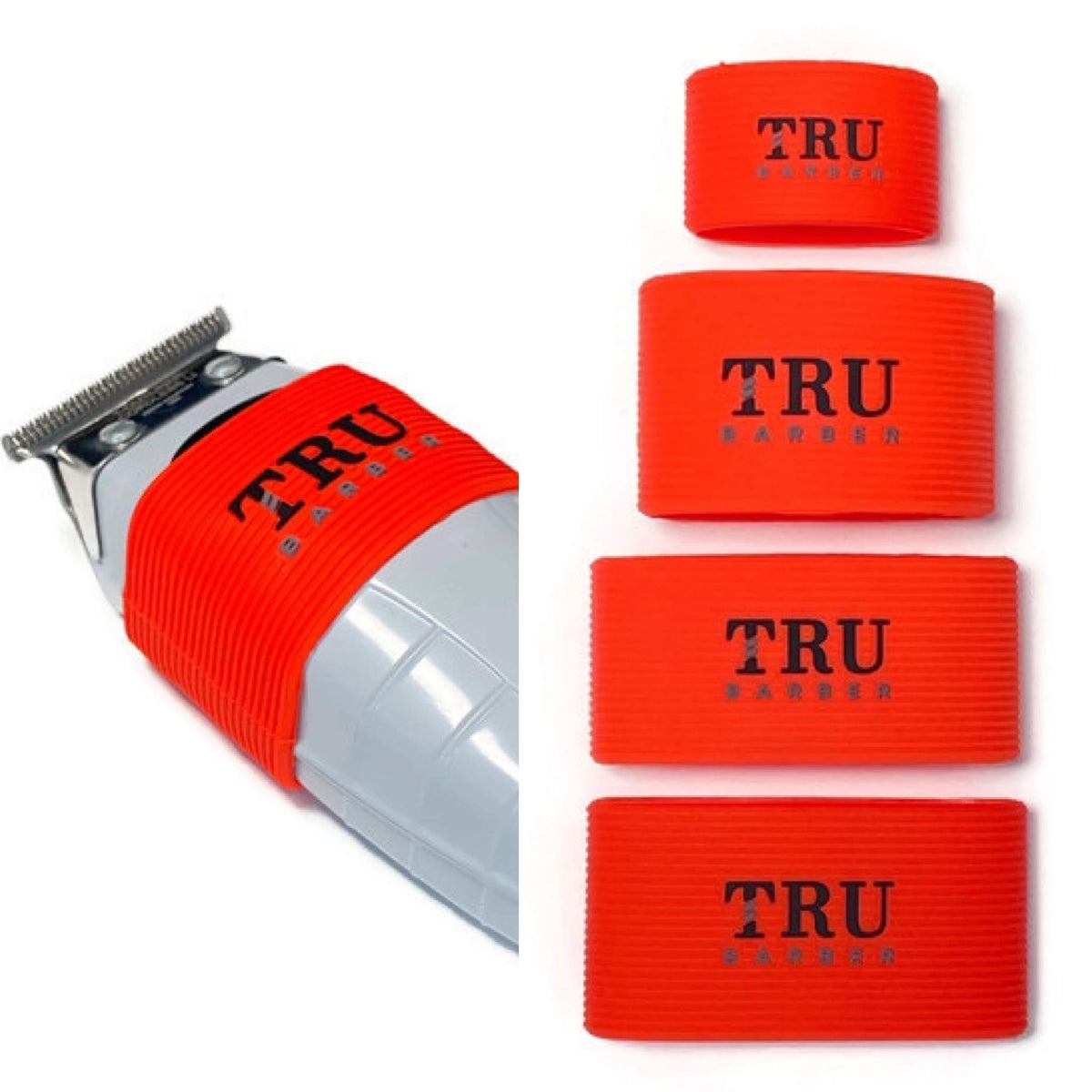 TRU BARBER Clipper Bands 4 PCS Clipper Sleeve for Barbers, Clipper Sleeve for Barber Tools, Non Slip, Heat Resistant (RED)
