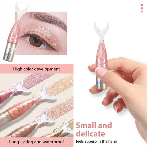 Glitter Eyeshadow Eyeliner Liquid, 4 Colors Metallic Glow Eyeshadow Liquid Mermaid Eyeliner Liquid, Sweatproof Shimmering Diamond Eyeshadow Liquid, Long Lasting Quick-Drying Make Eyes Sparkle (B)
