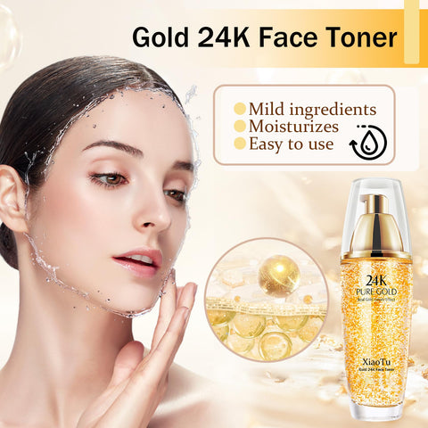 Gold 24K Face Toner,Hydrating Facial Toner for All Skin Types,Moisturizing Skin Toner for Face Skincare Routine