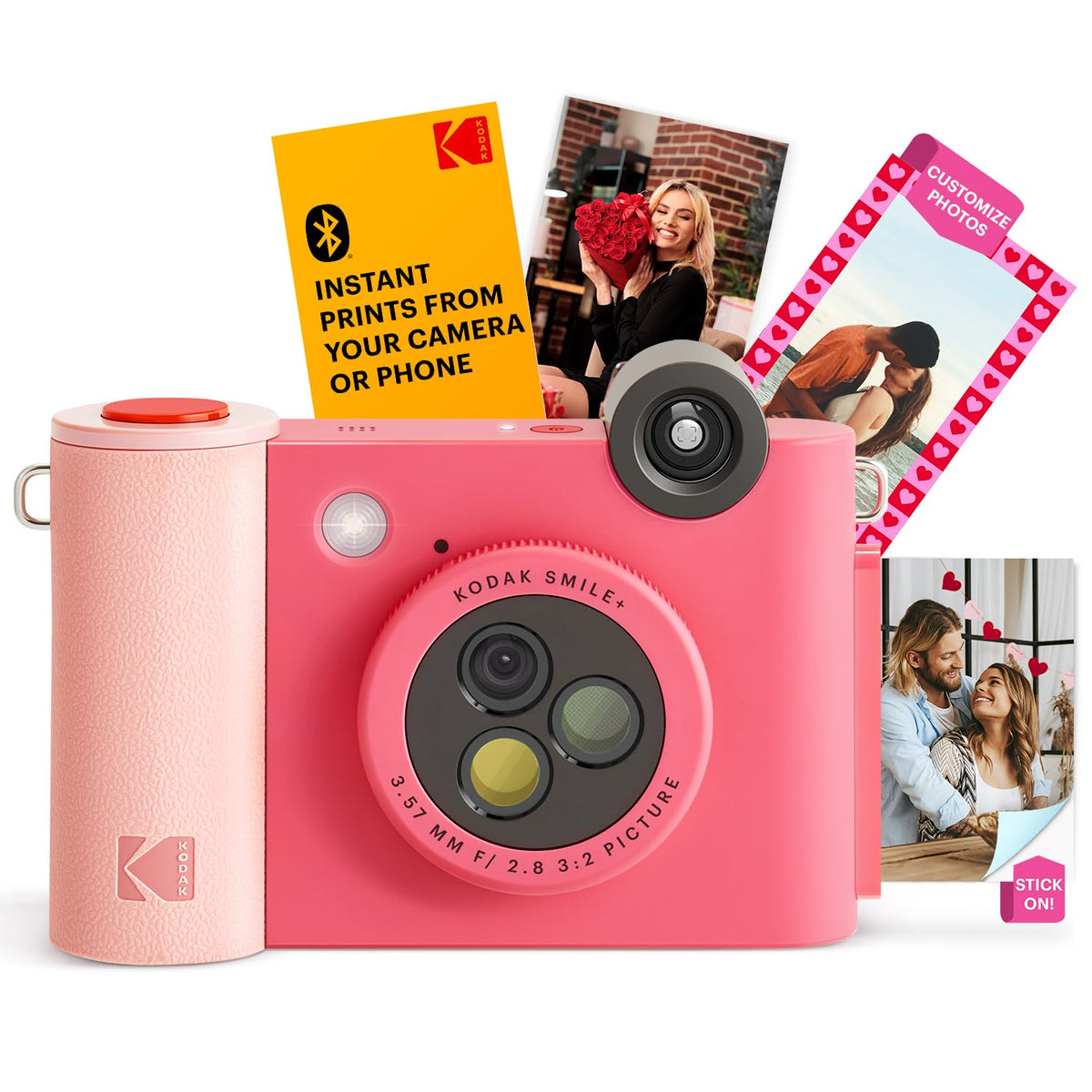 KODAK Smile+ 2-in-1 Digital Instant Print Camera & Wireless Bluetooth Photo Printer -10MP, Special-Effect Rotating Lens, Zink 2x3 Inch Sticky-Back Photos, Print via Fun App from Smart Devices -Fuchsia