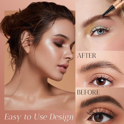 3D Microblading Eyebrow Tattoo Pencil 4 Fork Tip, 2024 Upgrade 3D Waterproof Eyebrow Pencil Microblading Eyebrow Pencil Natural Makeup Fine Stroke Eyebrow Pencil with Micro-Fork Tip?Dark Brown?