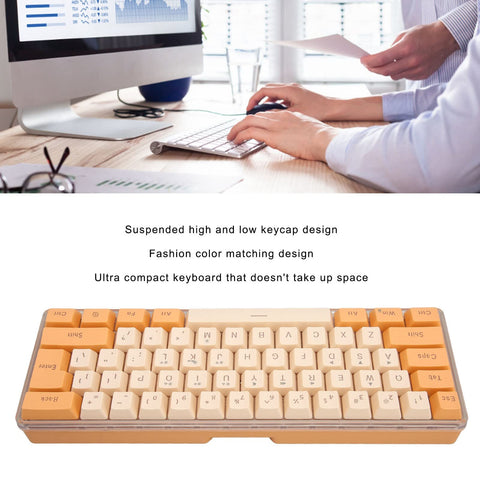 RGB Gaming Keyboard, 61 Keys RGB Backlit LED, 8 Single Color Modes, Wired Mechanical Keyboard for Windows PC Gamers, for Office( Beige)