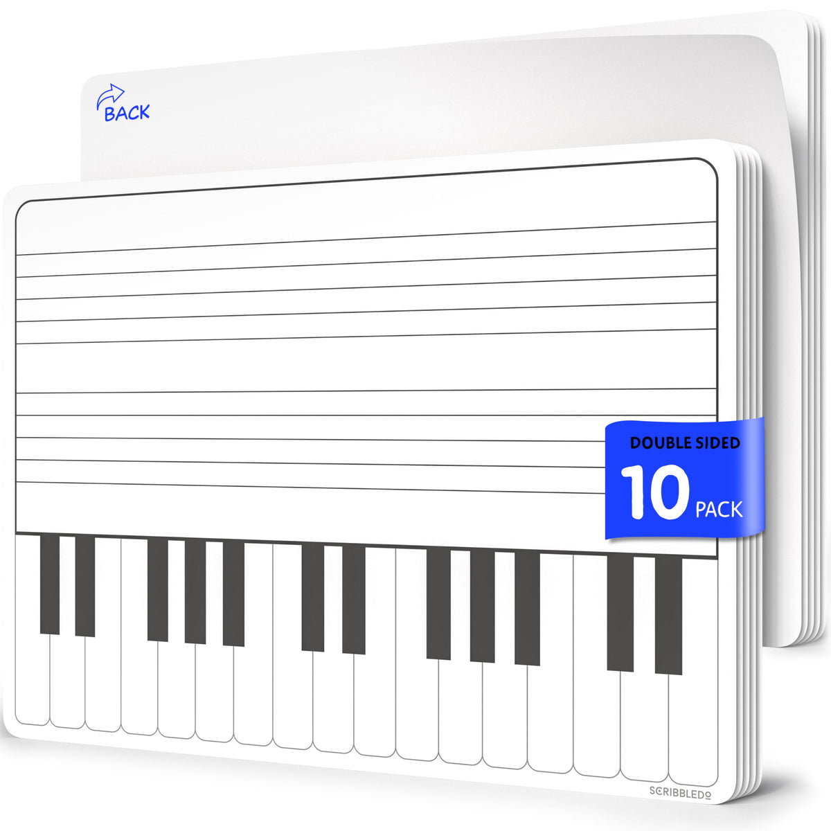 SCRIBBLEDO Keyboard Practice Dry Erase Sheets 11â€x14â€ Music Staff Whiteboard Sheets Musical Key Learning Music Teacher Classroom Supplies Must Haves Pack of 10