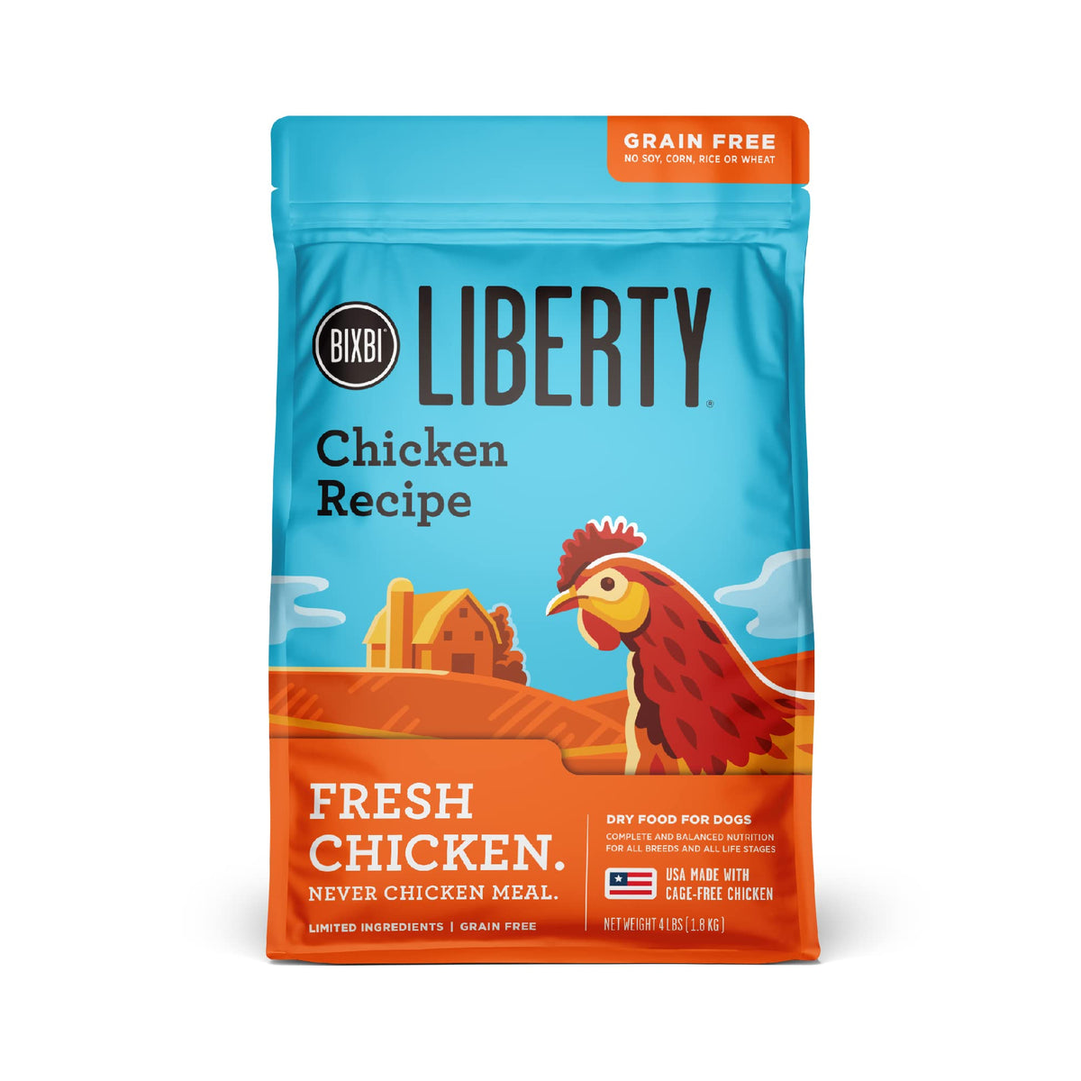 BIXBI Buckley Liberty Fresh Grain Free Chicken Recipe Dry Dog Food, 4 Pound - 6 per case