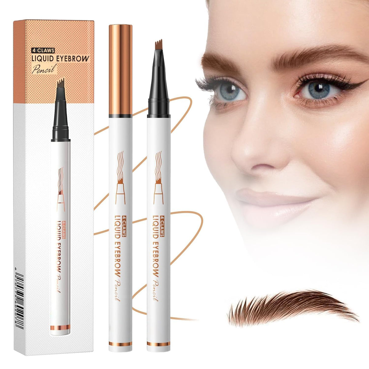 2pc Eyebrow Tattoo Pencil 4 Fork Tip 3D Microblading, 2024 New 4-Tip Eyebrow Pencil Natural Makeup Fine Stroke Magic Eyebrow Pencil, Eye Brown Long-Lasting (Light Brown)