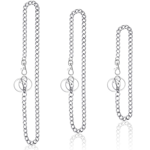 3 Pieces Wallet Chain Pocket Keychain Belt Metal Jeans Chain Pants Chain with Lobster Clasps and Keyring for Men Women Keys Loop Purse Handbag