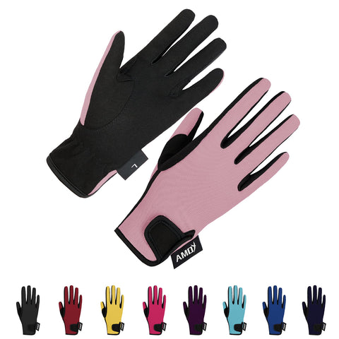 Amoy Kids Horse Riding Gloves Children Equestrian Horseback Gloves Boys & Girls Youth Outdoor Mitts Perfect for Biking Cycling Gardening Outdoor Activities Pink L Age 12-14