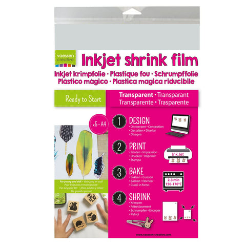 Vaessen Creative Shrink Plastic for Ink Jet A4 Transparent (5 Sheets), 21 x 29.8 x 0.3 cm