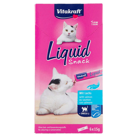 Vitakraft Liquid Snack Salmon + Omega 3, (6 bags)