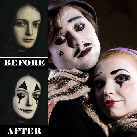 2 Pcs Black White Face Paint Set,Halloween White Face Body Paint Makeup Kit for Adults,Face Painting Kit for Joker Skull Skeleton Cosplay Zombie SFX Clown Makeup Kit with Sponge