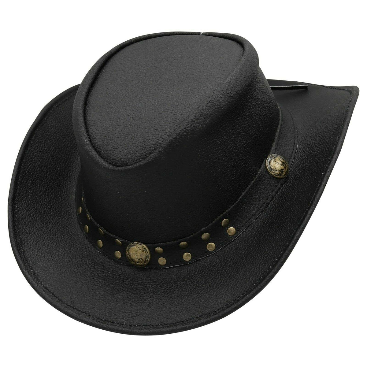 SideWinder Australian Cowboy Leather hat Unisex Adult for Men and Women Shapeable Outback Western Style Wide Brim Black