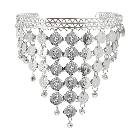 Honbay Belly Dance Hair Hoop Indian Dance Headband Tribal Headband with Bells and Coin Ornaments (Silver)