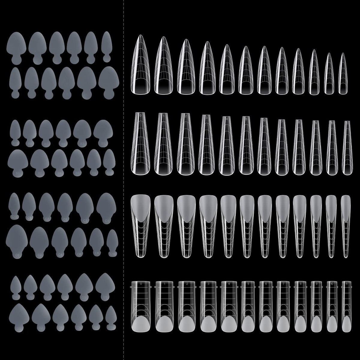NMKL38 288PCS Dual Nail Form with French Silicone Sticker Reusable Dual System Mold Kit for Nail French Line Guides Manicure Tool