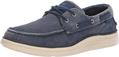 Skechers mens Status 2.0- Lorano Toe Canvas Deck Shoe Moccasin, Navy, 14 US
