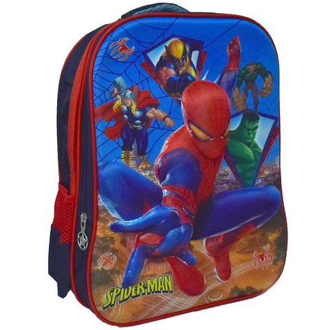 Sterling Ventures Childrens Backpack with 3D Design for School or Travelling (Spiderman), Blue