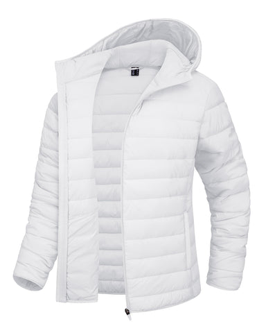 TAVCASEN Ladies Puffer Padded Jackets Casual Padded Down Jacket Lightweight Waterproof Coats Winter Outerwear Jackets,White,M