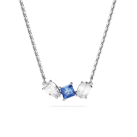 SWAROVSKI Mesmera Pendant Necklace, Blue and Clear Mixed-Cut Stones in a Rhodium Finished Setting, Part of the Mesmera Collection