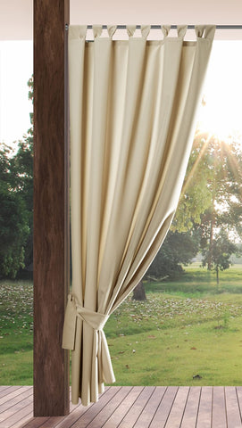 Eurofirany GARDEN Outdoor Curtain with Tab Top - 1 pc. Velcro Fastener, Sun Protection, Privacy Screen, Windproof, Waterproof Curtain for Patio, Gazebo, Pergola, Porch, W61 x L87, Light Beige