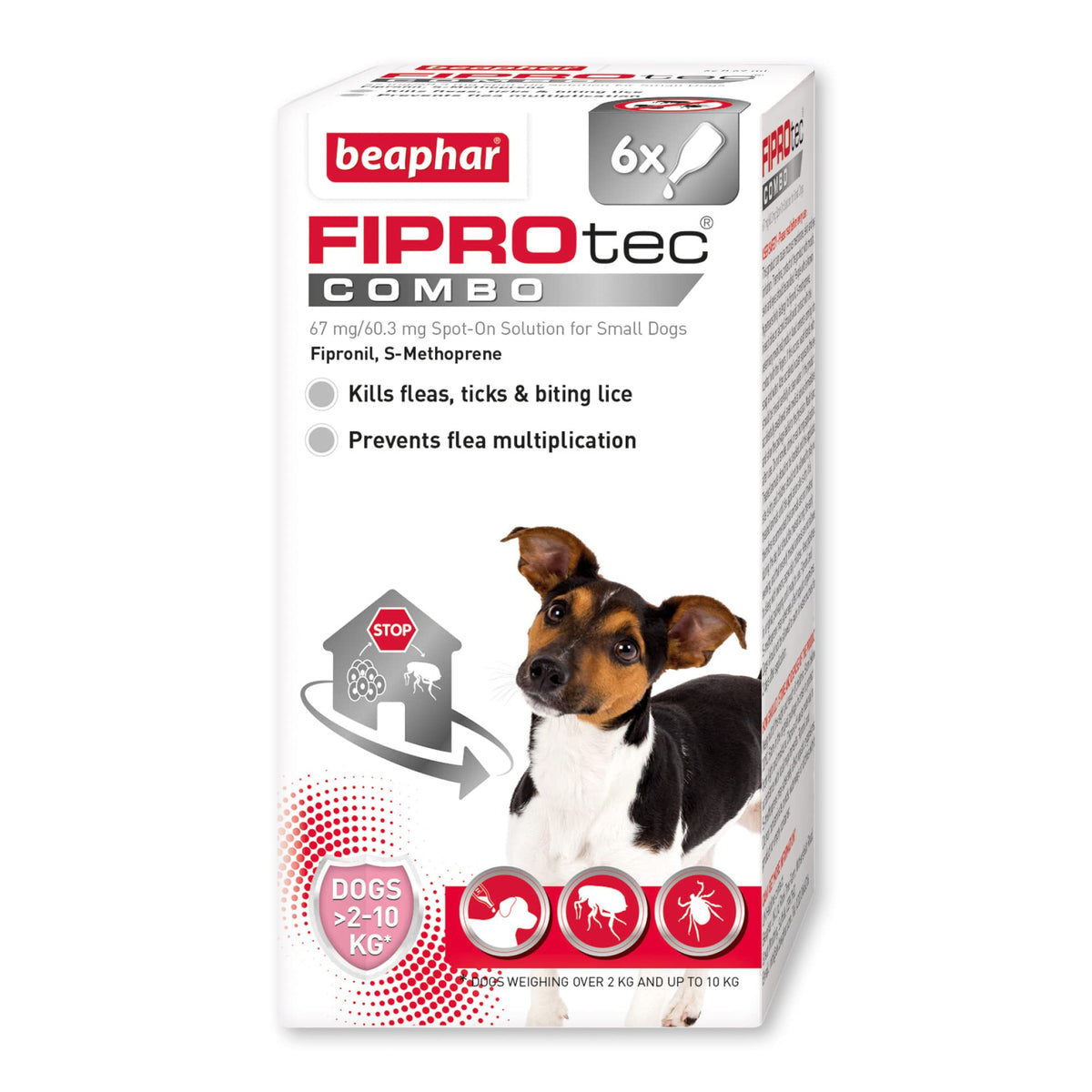 Beaphar | FIPROtecÃƒÆ’Ã†â€™ÃƒÂ¢Ã¢â€šÂ¬Ã…Â¡ÃƒÆ’Ã¢â‚¬Å¡Ãƒâ€šÃ‚Â® COMBO for Small Dogs (2-10kg) | Kills Fleas, Flea Eggs & Ticks | Stops Fleas Multiplying on Pet and in Home | Vet Strength Treatment | 6 Pipettes