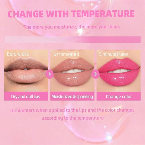 Conversionh Color Changing Lip Oil, Conversion Lip Stain, Conversionh Lip Oil, Boss up Magic Color Changing Lip Oil, Warm Change Hydrating Plumping Lip Nourishing Non-stick Oil (Pink)