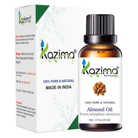 KAZIMA Combo of Rosemary Oil and Almond Oil - 100% Pure & Undiluted Oil for Hair Growth, Acne, Scars & Aromatherapy, 15 ml each