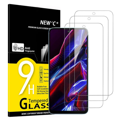 NEW'C 3 Pack Designed for Xiaomi Poco X5 Pro 5G (6.67") Screen Protector Tempered Glass, Anti Scratch, Bubble Free, Ultra Resista