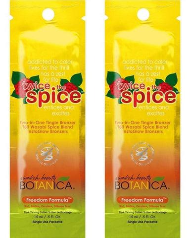 2 Swedish Beauty Twice The Spice Tingle Bronzer Tanning Lotion Sample Packets