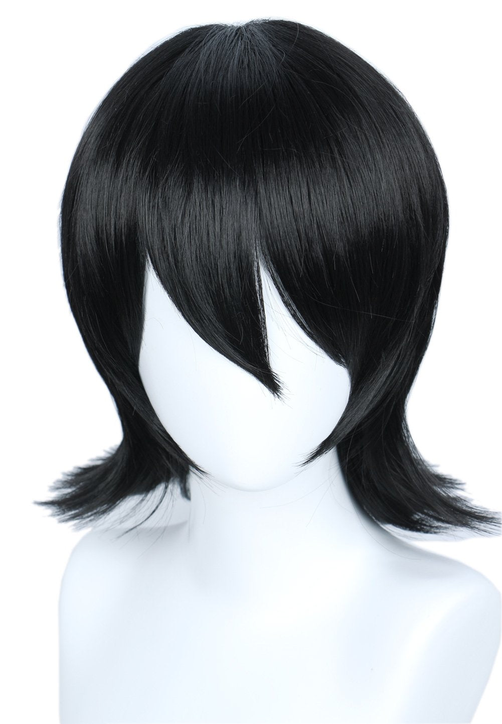 Linfairy Unisex Short Black Straight Cosplay Wig Halloween Costume Wig