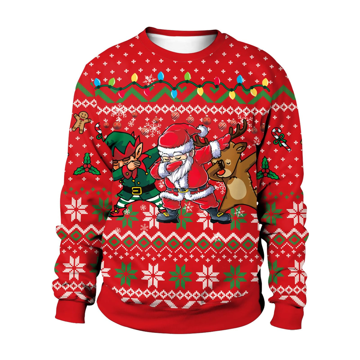 Men's Christmas Jumper 3D Printed Ugly Christmas Sweater Unisex Couple Jumper Santa Print, Rd-dancer, M