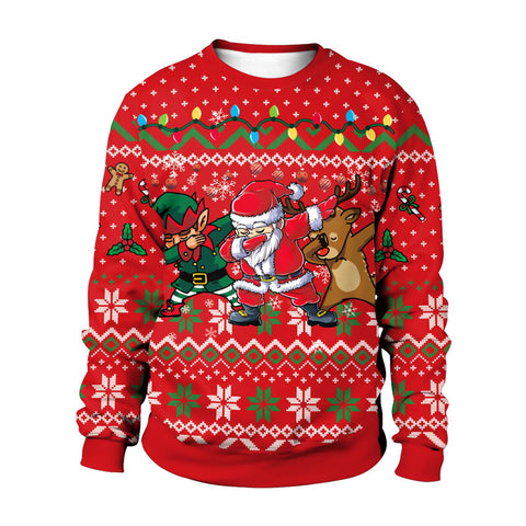 Men's Christmas Jumper 3D Printed Ugly Christmas Sweater Unisex Couple Jumper Santa Print, Rd-dancer, M