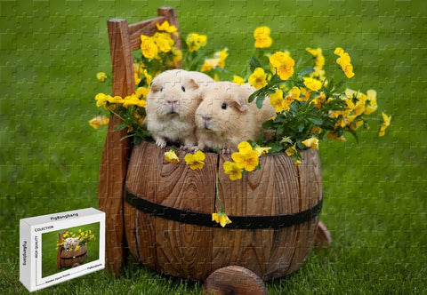 1000 Piece Jigsaw Puzzle - Guinea Pigs in A Barrel Basswood Puzzle,29.5 X 19.6 Inch