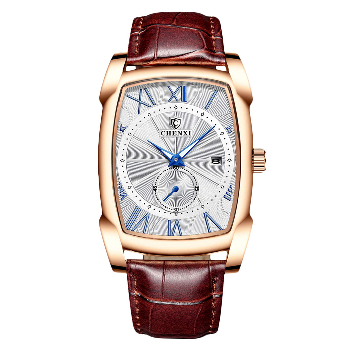 RORIOS Mens Watches Analog Quartz Watches Luminous Dial with Calendar Leather Strap Fashion Men Wristwatch Dress Business Watch for Men