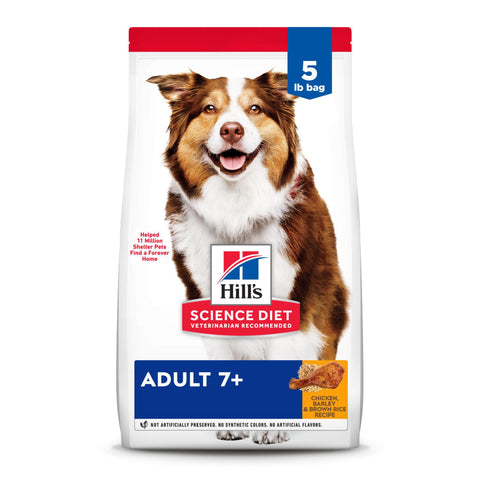 Hill's Science Diet Dry Dog Food, Adult 7+ for Senior Dogs, Chicken Meal, Barley & Rice Recipe, 5 lb. Bag