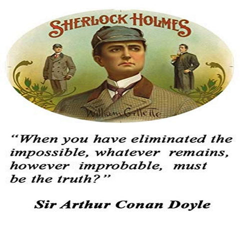 Sherlock Holmes Cigar Inner Label - A tweedy bust of the fictional English detective is flanked by two smaller figures one of which might be Dr Watson When you have eliminated the impossible whateve