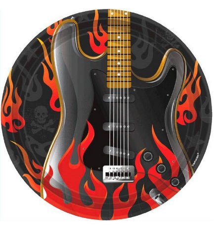 Amscan Rock On Heavy Metal Party Plates (8 Piece), Multi Color, 0.8 x 10.5"