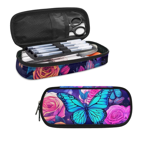 HELLHERO Butterfly Pen Pencil Case Large Capacity Pen Bag for Teen Girls Kids Pencil Pouch Holder Stationery Organzier Travel Luggage Pouches Women Make Up Cosmetic Bag