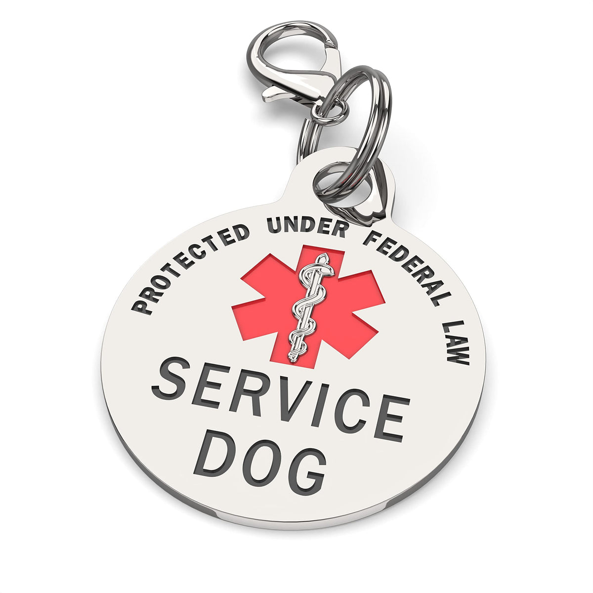 K9King Double Sided Service Dog Small Breed Federal Protection Tag. Easily Attach to Collar Harness Vest