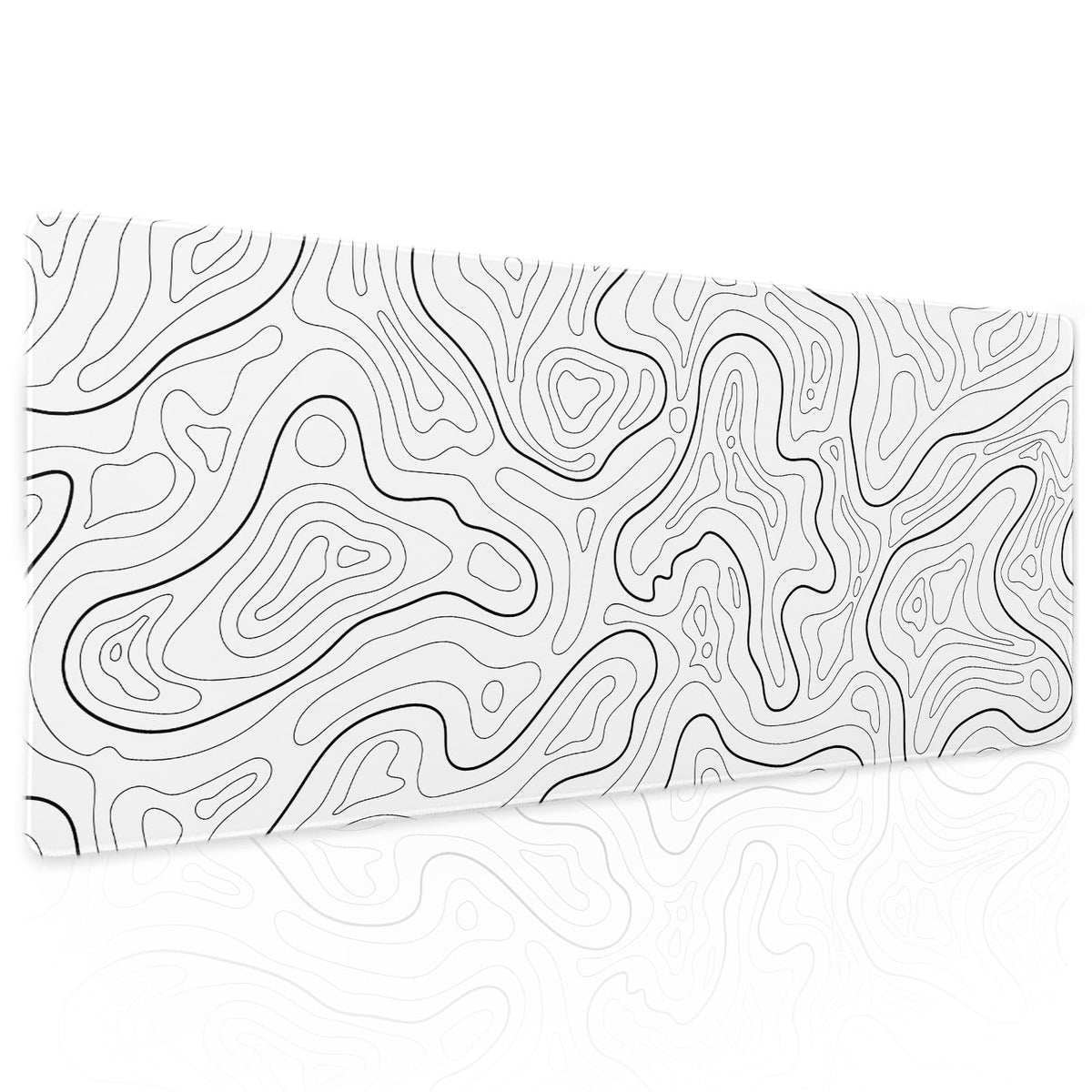 White Topographic Contour Gaming Mouse Pad XL Geographic Map Lines Minimalist Extended Large Mat Mousepad Desk Pad Non-Slip Rubber Base Stitched Edge Long Keyboard Pad for Computer,31.5Ã—11.8 Inch